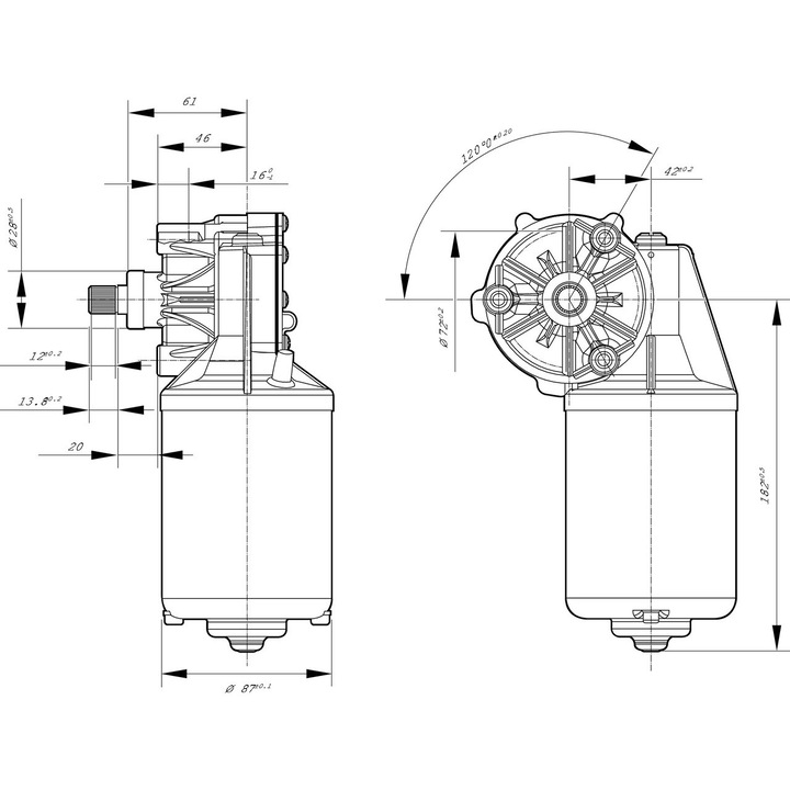 Első Ablaktörlő Motor 0986337402 Temsa Avenue/Diamond/Md/Tourmalin
