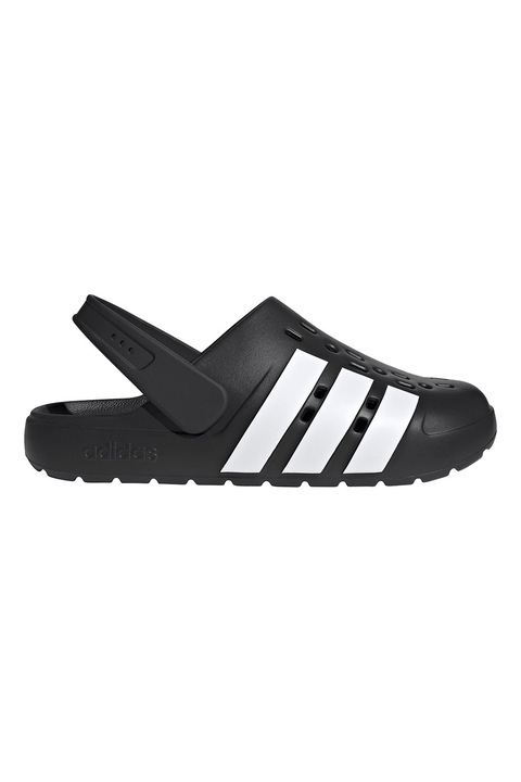 adidas Sportswear, Saboti slingback cu perforatii Adilette, Negru/Alb optic, 42
