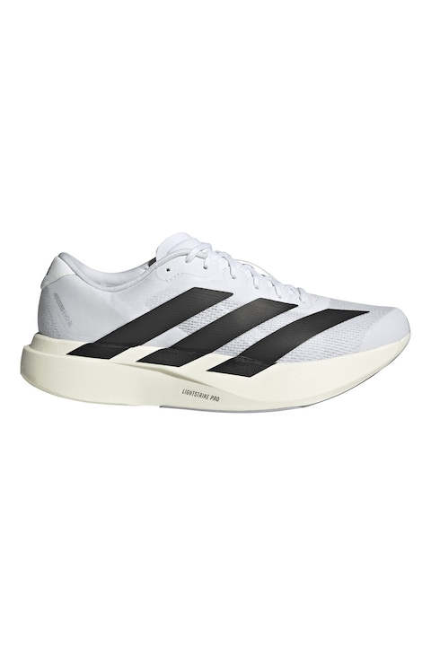 adidas Performance, Pantofi Adizero cu garnituri din material sintetic, pentru alergare, Negru, Alb optic, 7.5