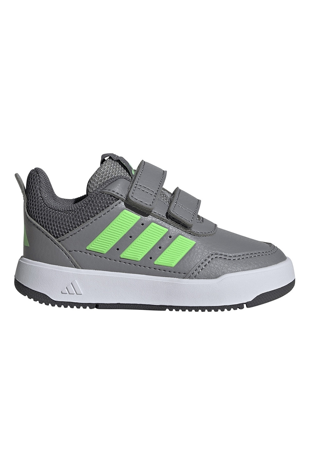 adidas Sportswear, Pantofi sport Tensaur Sport 3.0 de piele ecologica cu velcro, Gri deschis, Verde electric, 25 EU