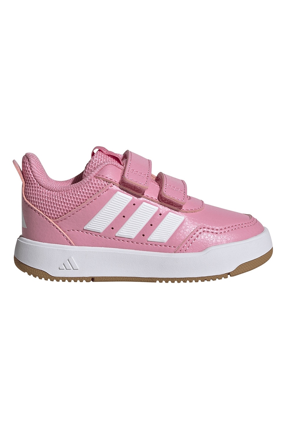 adidas Sportswear, Pantofi sport Tensaur Sport 3.0 de piele ecologica cu velcro, Roz pastel, Alb optic, 25 EU