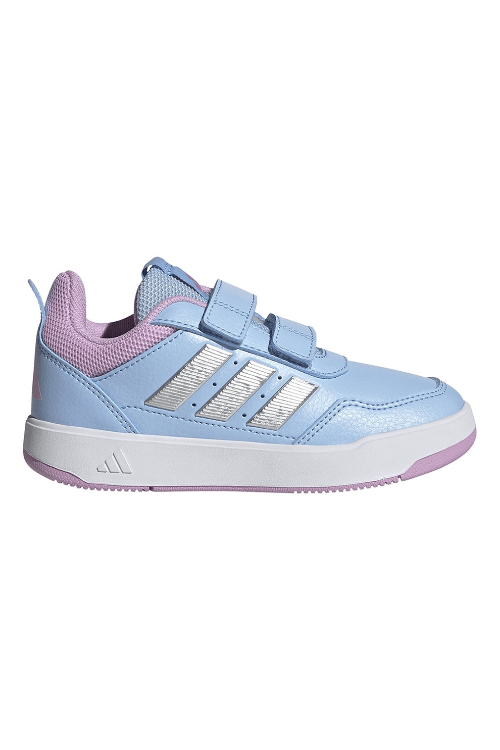 adidas Sportswear, Pantofi sport Tensaur Sport 3.0 de piele ecologica cu velcro, Albastru pastel, Roz pastel, Argintiu, 33 EU