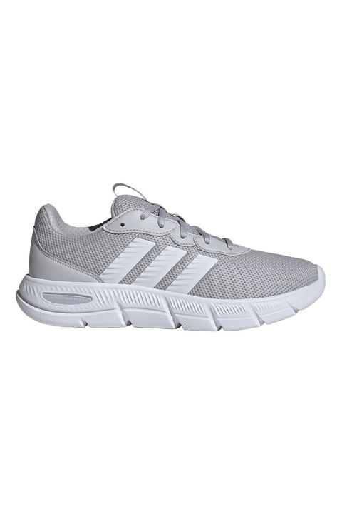 adidas Sportswear, Pantofi sport Cloudfoam Flex cu insertii de piele ecologica, Gri deschis/Alb optic