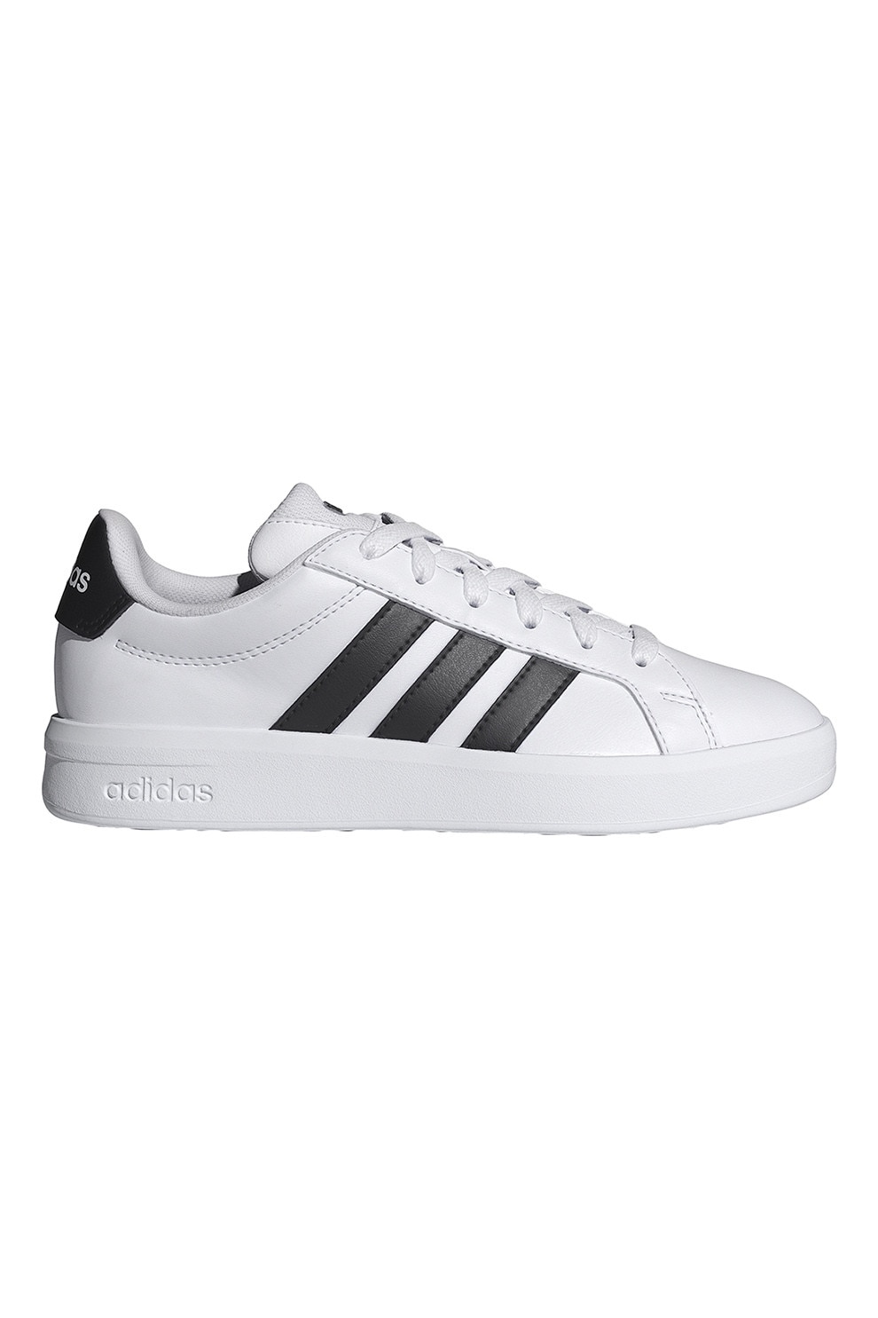 adidas Sportswear, Pantofi sport Grand Court 3.0 de piele ecologica, Negru stins, Alb optic, 40 EU