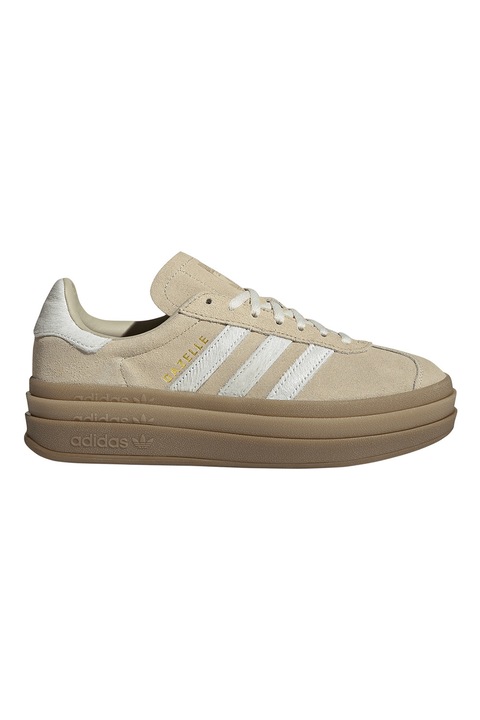 adidas Originals, Pantofi sport Gazelle Bold din piele intoarsa cu talpa flatform, Alb/Bej deschis