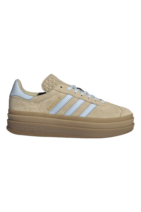 adidas Originals, Pantofi sport Gazelle Bold de piele intoarsa, Albastru pastel/Caramel/Bej deschis