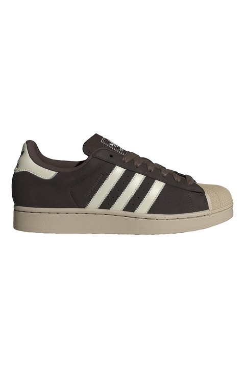 adidas Originals, Tenisi Superstar II de piele intoarsa, Maro inchis/Alb murdar/Bej deschis
