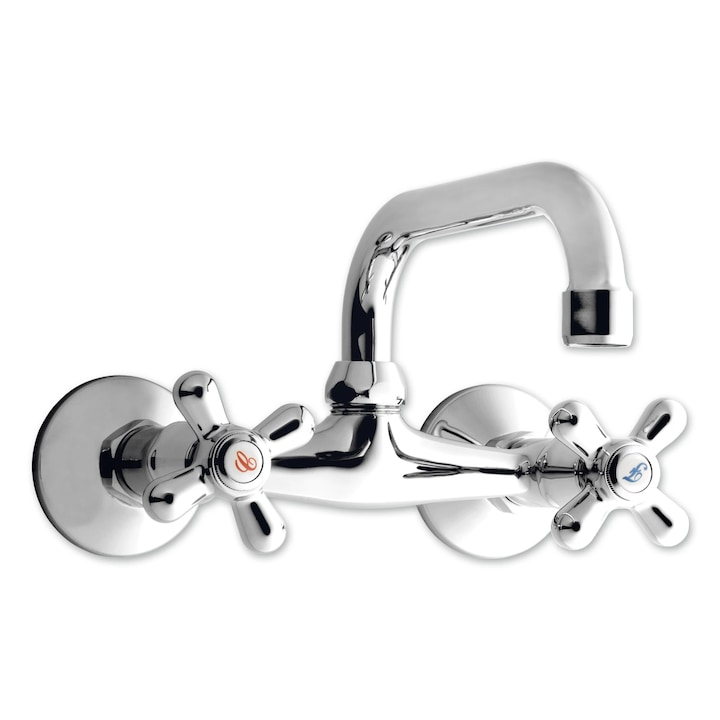 Baterie baie pentru lavoar Ferro Retro New XD3, montaj aplicat, dubla comanda, finisaj cromat