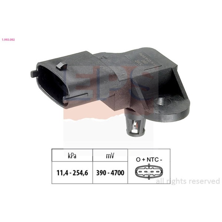 Légnyomás Érzékelő 1.993.092 Abarth 500 / 595 / 695/500C / 595C / 695C Alfa Romeo Giulietta/Mito Cadillac Bls/Srx