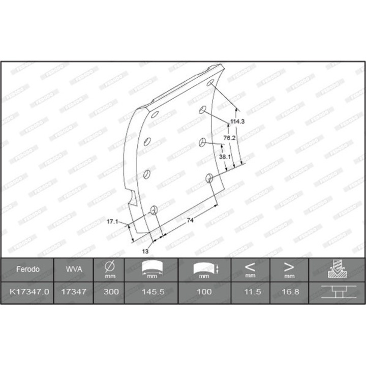 Set Garnituri De Frictiune, Frana Tambur K17347.0-F3549 Daf Xf 95