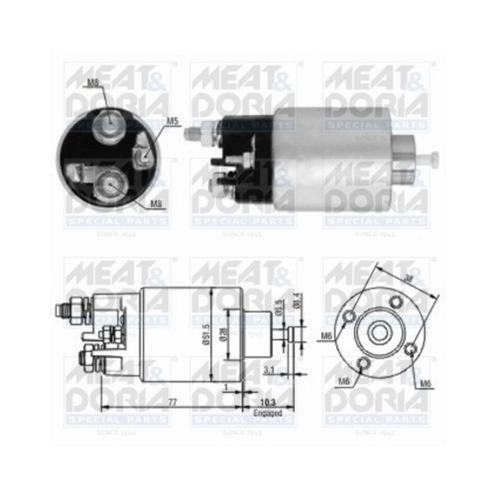 Solenoid, elektromotor 46058 Dacia Logan Nissan Almera 2/Kubistar/Micra 3 Renault Clio 2/Clio 3/Clio Symbol 1/Kangoo