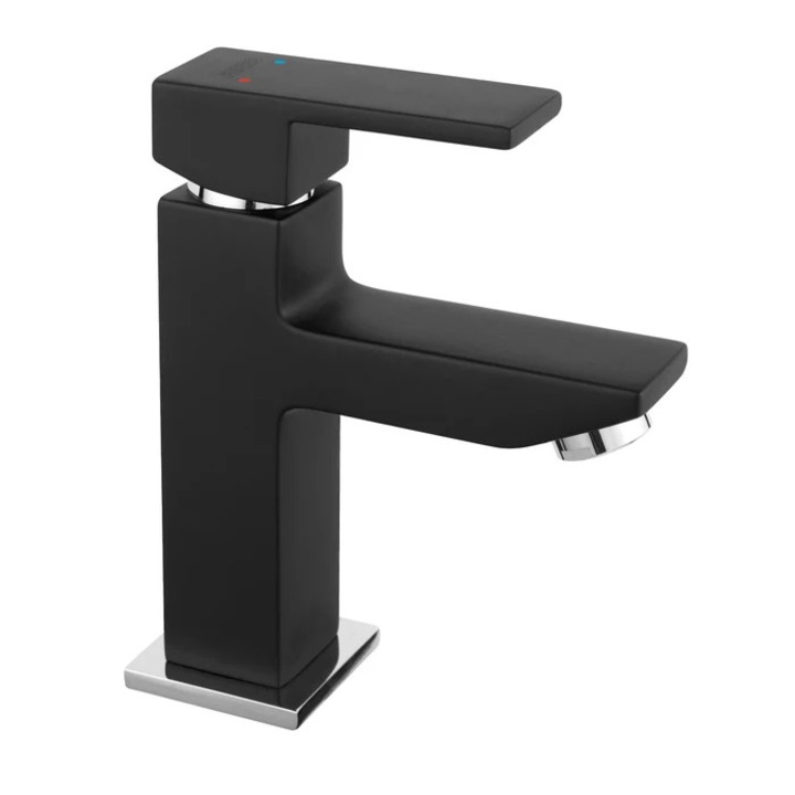 Baterie baie pentru lavoar, Ferro Staccato BSD2BL, montaj stativ, monocomanda, finisaj negru