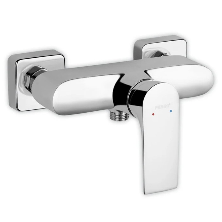 Baterie baie pentru dus, Ferro Platto BPL7, monocomanda, montaj pe perete, finisaj cromat