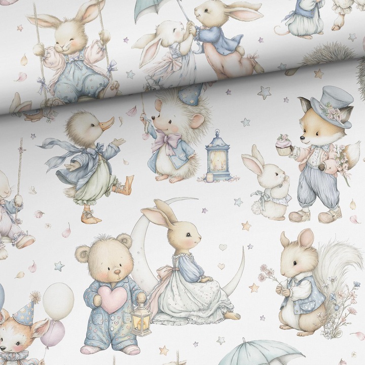 Material textil, Bumbac imprimat O mica tara de vis, bumbac 100%