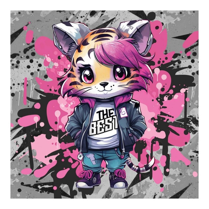 Material textil, Panou din tricot french terry 55x75 cm Strada Rebels Tigress, bumbac 95%, elastan 5%