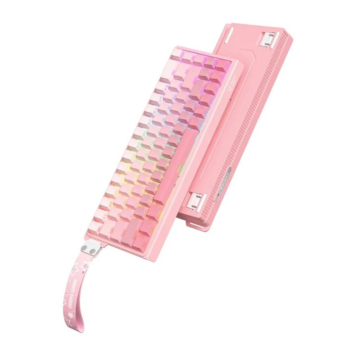 Геймърска клавиатура ONIKUMA G69 с кабел, розова