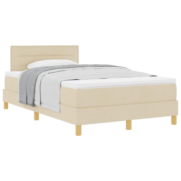 Boxspring ágy matraccal matracmal Krém 120 x 200 cm szövet, vidaXL, 3338837