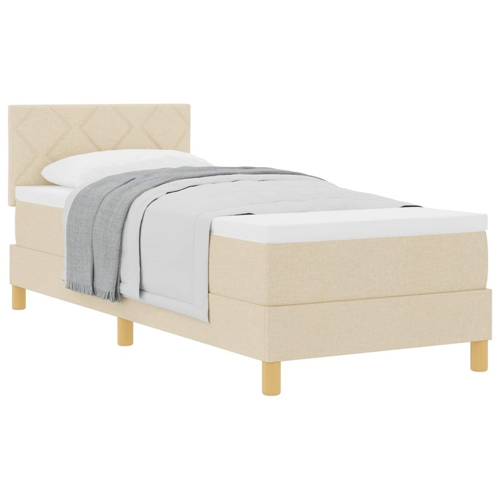 Boxspring ágy matraccal matracmal Krém 80 x 200 cm szövet, vidaXL, 3338956