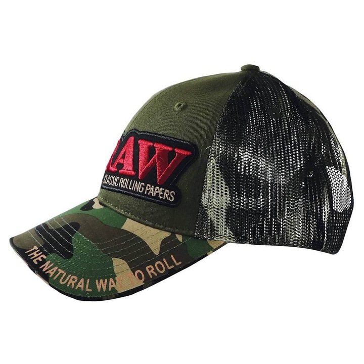 Sapca RAW Trucker Camo cu buzunar secret, unisex, marime reglabila, design modern