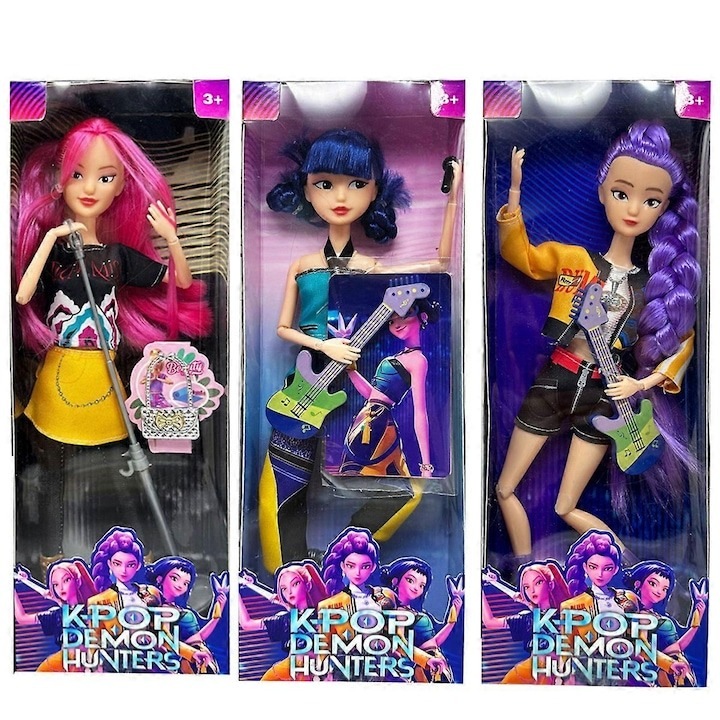 Figurina K-POP Demon Hunter Girl Group Lumimira Zoe, set 3 piese, 30cm, multicolor