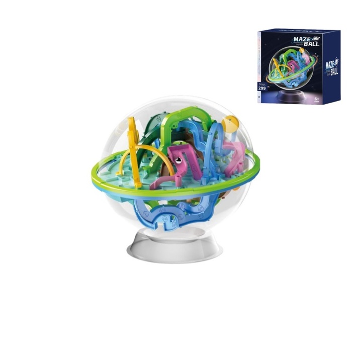 Labirint Rotativ 3D de Navigat cu Bila Kuvikoo™ - Tema Aerospatiala cu 299 Niveluri Provocatoare, din Plastic Rezistent. Joc de Abilitate si Rabdare pentru Toate Varstele, Excelent pentru Antrenarea Concentrarii si Logicii Avansate