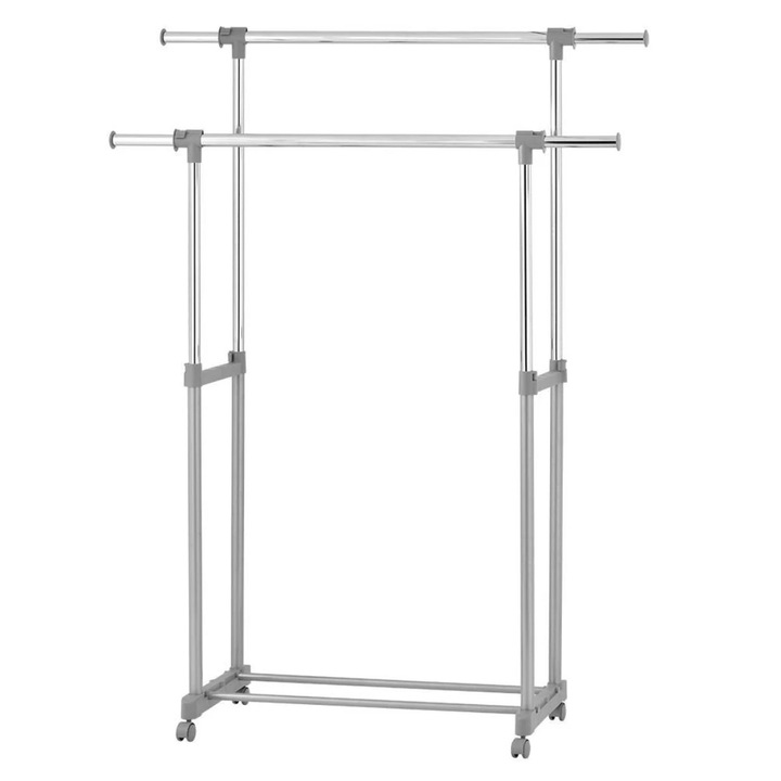 Suport haine HG60CB, metal + plastic, reglabil 90x139cm, 42.5x95.5x169cm, gri