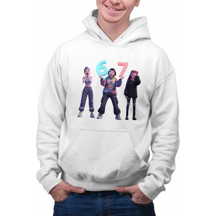 Hanorac Barbati Six Seven Demon Hunters 67 Kpop CoolTrend, alb, marime 2XL