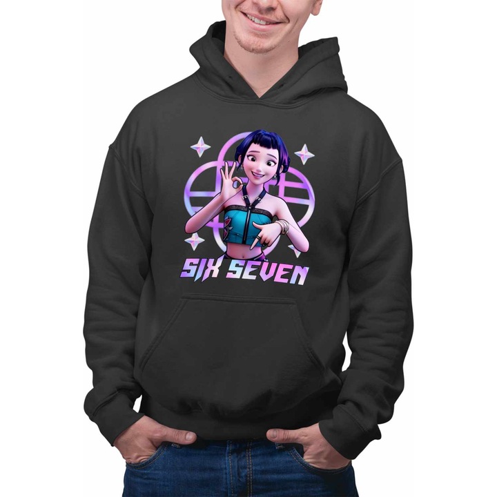 Hanorac Barbati Six Seven Huntrix Zoey 67 Demon Hunters Kpop CoolTrend, negru, marime 3XL