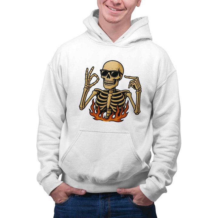 Hanorac Barbati Six Seven Schelet Horror 67 Halloween CoolTrend, alb, marime XL