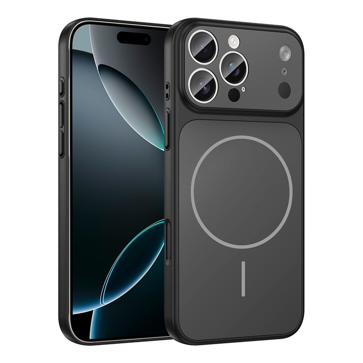 Husa pentru Apple iPhone 14 Pro, EliteMorph Evolution Skin, Compatibila MagSafe, Design New Look, Protectie Ultra-Slim Hybrid, Textura Fina, Anti-Amprenta, Protectie Camere, Margini Intarite, Negru