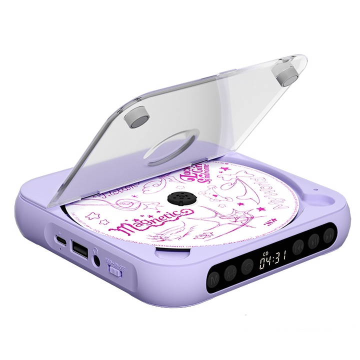 Player CD portabil, KC-918, Bluetooth, radio FM, difuzoare integrate, 3.5mm, mov