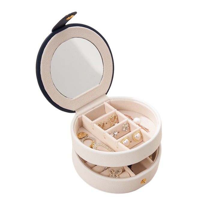 Ékszerdoboz, rendszerező 2 szintes, nagy tárolókapacitású, 11x11.5x5.8 cm, fehér