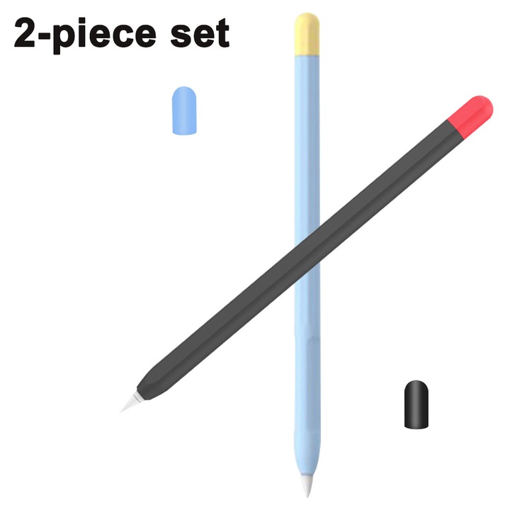 Set 2 huse siliconice HERUSI pentru stylus, negru-albastru, roz-portocaliu, 2 buc