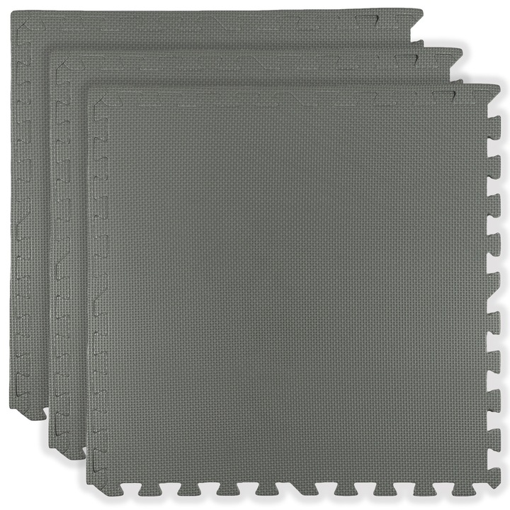 Covoras din spuma Humbi, puzzle mare, 3 piese, gri inchis, 180x60cm