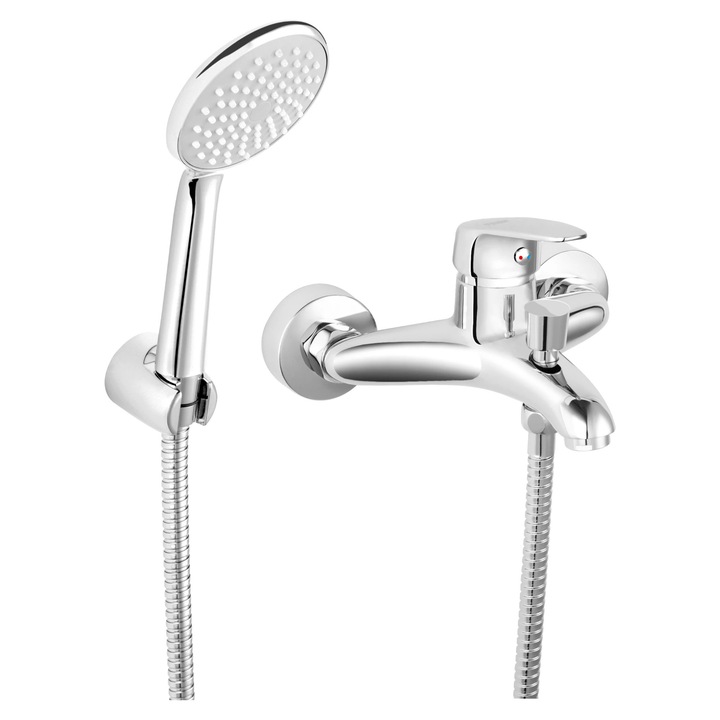 Baterie baie pentru cada / dus, Ferro Abba BAB11, montaj aplicat, monocomanda, finisaj cromat, set dus inclus