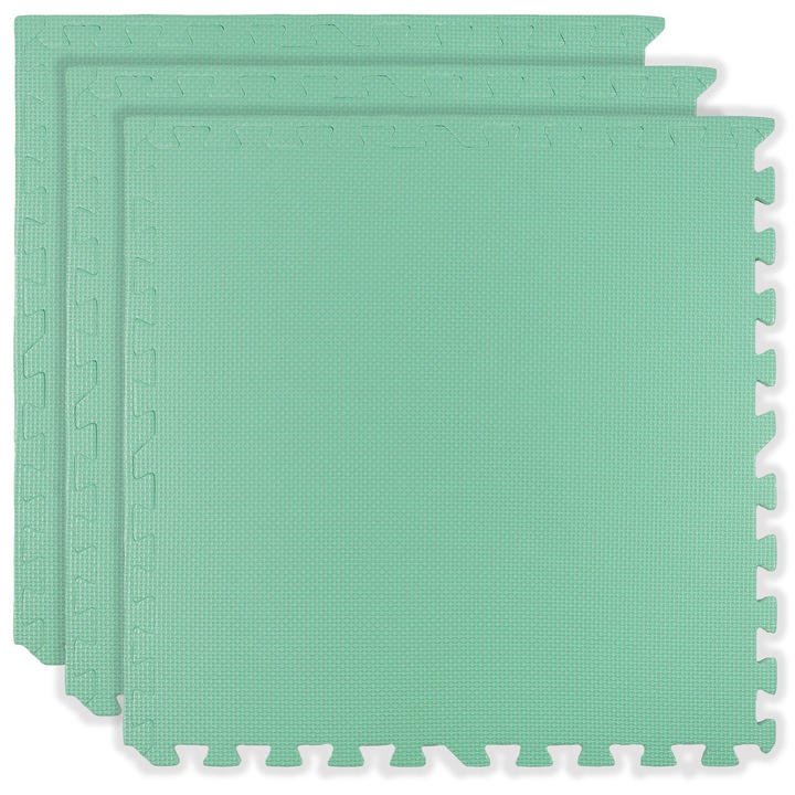 Covoras din spuma Humbi, puzzle mare, 3 piese, verde menta