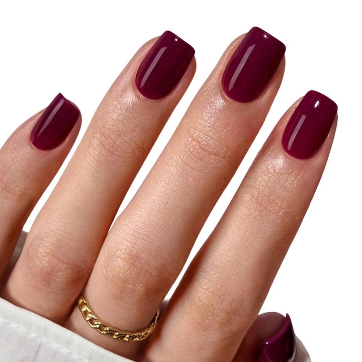 Műköröm szett, 24 darab, rubinvörös, fényes, könnyen használható