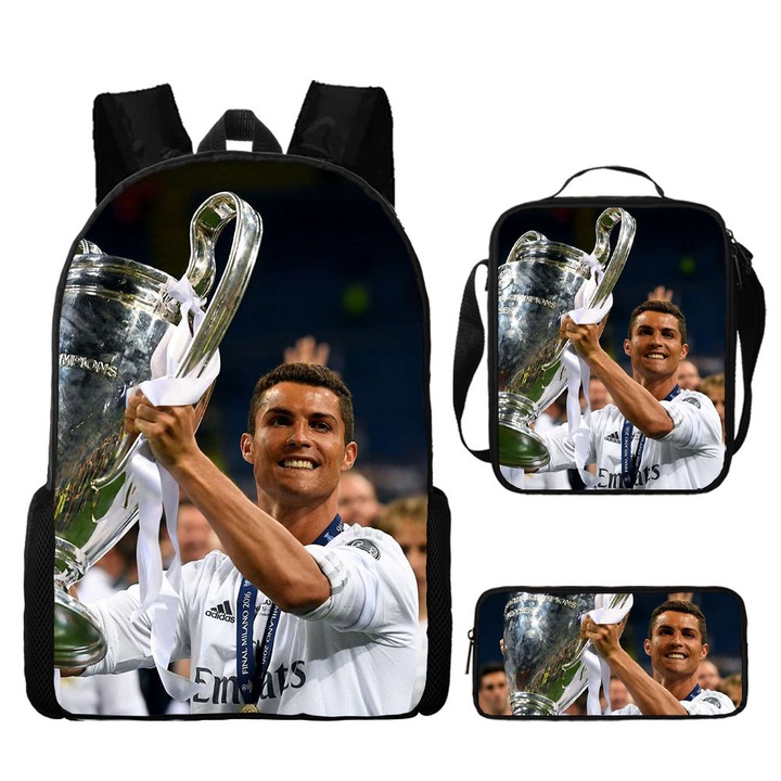 Set ghiozdan copii Cristiano Ronaldo, 3 piese, multicolor