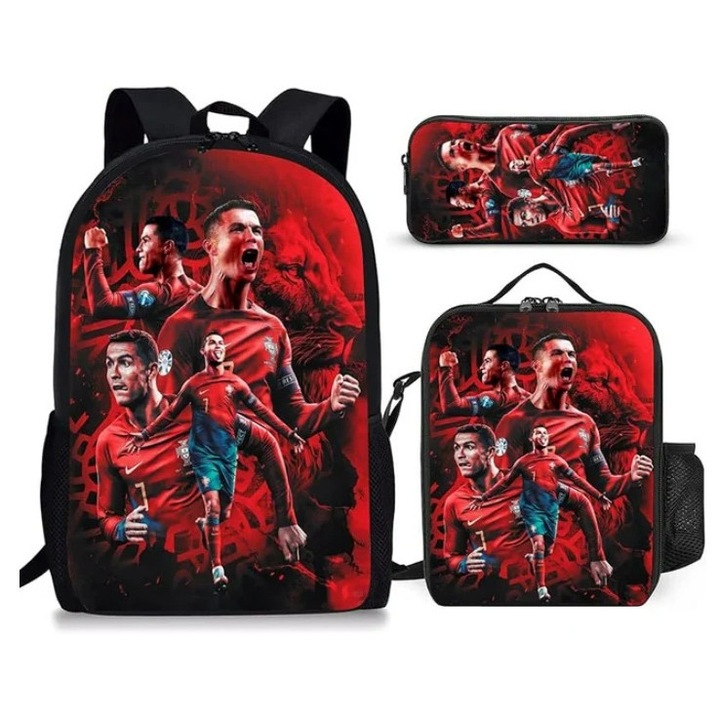 Set ghiozdan copii Cristiano Ronaldo, 3 piese, multicolor