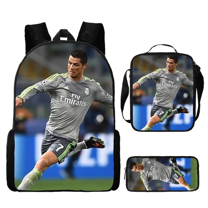 Set ghiozdan copii Cristiano Ronaldo, 3 piese, multicolor