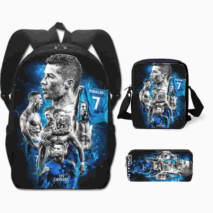 Set ghiozdan copii Cristiano Ronaldo, 3 piese, multicolor