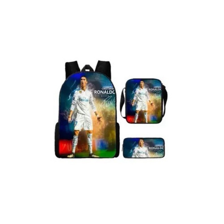 Set ghiozdan copii Cristiano Ronaldo, 3 piese, multicolor