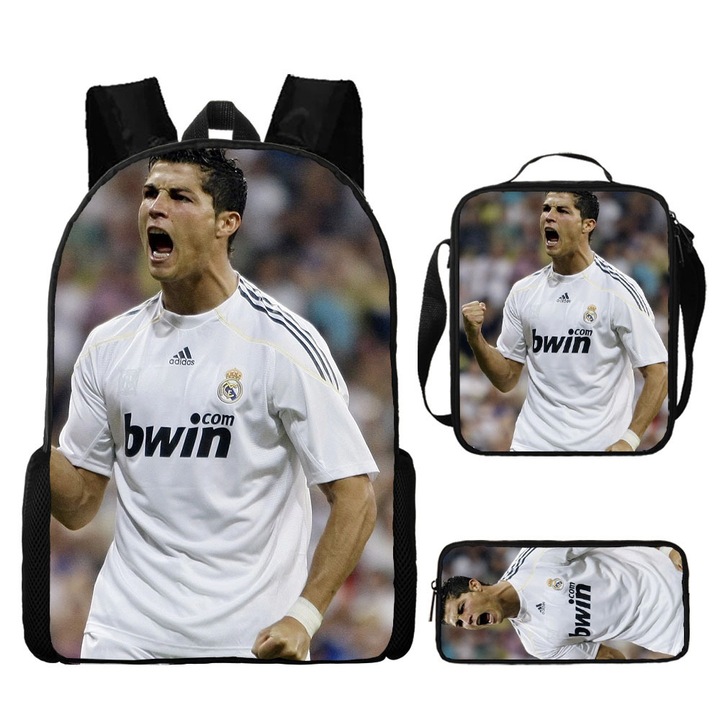 Cristiano Ronaldo gyermek iskolatáska szett, 3 részes, többszínű
