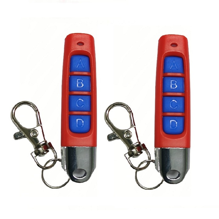 Set 2 telecomenzi garaj Gantch, universale, cu 4 butoane, frecventa 433MHz, 66x17x17mm