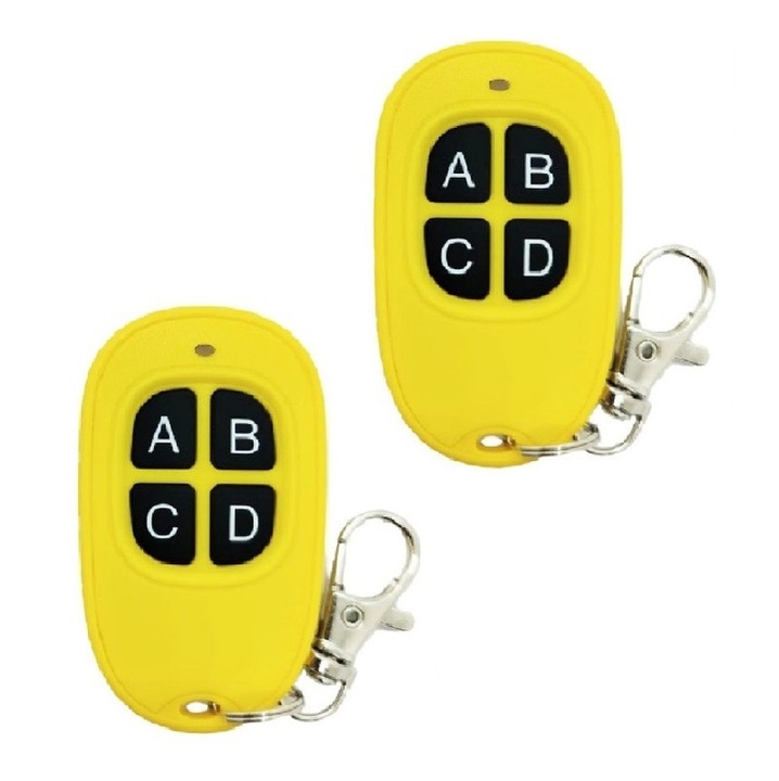 Telecomanda wireless Gantch, 4 butoane, frecventa 433MHz, 58x35x11mm, set 2 bucati
