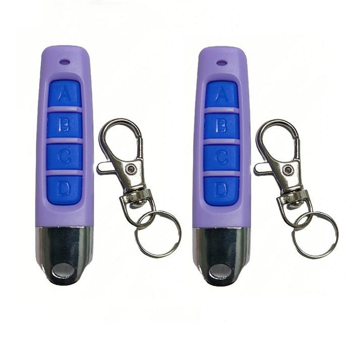 Set 2 telecomenzi pentru automatizare porti si usi garaj Gantch, cu 4 butoane, frecventa 433MHz, 66x17x17mm