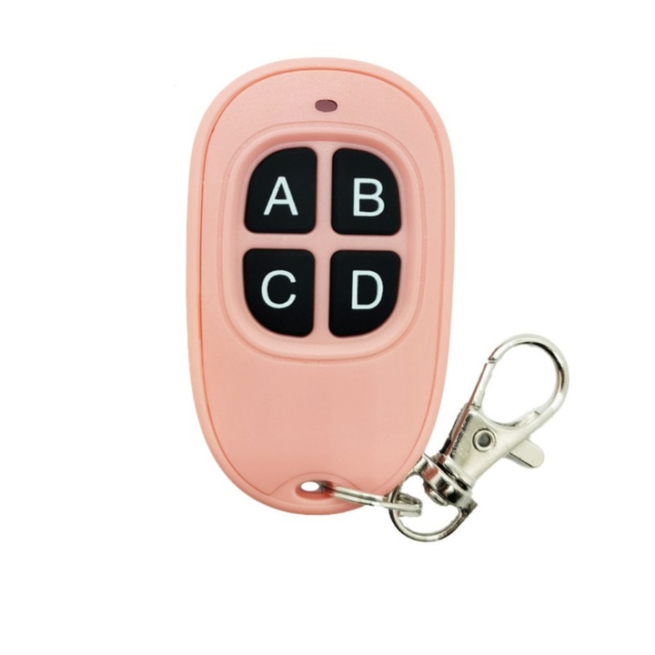 Telecomanda wireless Gantch, 4 butoane, frecventa 433MHz, roz, 58x35x11mm