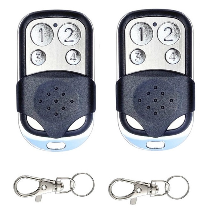 Set 2 telecomenzi pentru porti si usi garaj Gantch, universale cu 4 butoane, frecventa 433MHz, 66x17x17mm