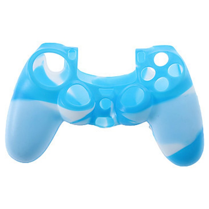 HERUSI PS4 kontroller védőtok puha szilikon világoskék fehér terepmintás szett
