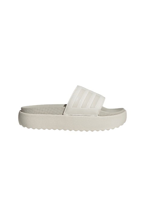 adidas Sportswear, Papuci cu logo si platforma Adilette, Alb fildes, 38